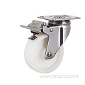 Medium Duty Stainless Steel White PP Brake Casters